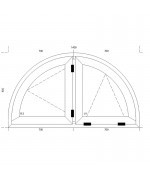 Okno półokrągłe dwuskrzydłowe 1400x800mm białe