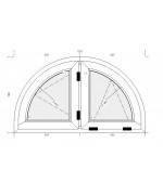 Okno półokrągłe dwuskrzydłowe 1200x700 białe