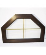 Okno trójkątne trapezowe 1250x830 uchylne PVC Mahoń szpros złoty