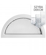 Okno półokrągłe FIX PVC białe + szyba ornamentowa