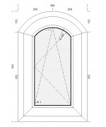 Okno łukowe 500x800 PVC rozwierno-uchylne